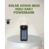 VipMarketim Powerbank Solar Fenerli Çoklu Kablolu Taşınabilir Şarj Aleti
