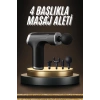 VipMarketim Profesyonel Masaj Tabancası Sporcu Masaj Aleti 4 Başlıklı Şarjlı Titreşimli