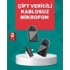 VipMarketim Profesyonel Ses Kayıtları İçin 2’li Kablosuz Yaka Mikrofon Seti