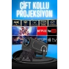VipMarketim Projektör Siyah Android Taşınabilir Sinema Projeksiyon Wifi Destekli En Güncel Sürüm Akıllı