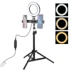 VipMarketim PULUZ 70CM Çift Telefon tutucu 6.2CM Led Işık Stand YoutuberCanlı Yayın Selfie TikTok Makeup-(5775)