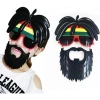 VipMarketim Rasta Peruklu Rasta Sakallı Bob Marley Bıyıklı Parti Gözlüğü 27x18 cm