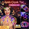 VipMarketim Renkli LED Çiçek Taç – 3 Işık Modlu Glow Parti Tacı