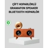 VipMarketim Retro Gramafon Bluetooth Hoparlör Çift Stereo Sesli FM Radyo Destekli