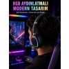 VipMarketim RGB Işıklı Bluetooth Mikrofonlu Kulaklık Uzun Süreli Kullanım Type-C Şarjlı