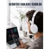 VipMarketim RGB Işıklı Mikrofonlu Bluetooth Kulaklık Beyaz Over-Ear Tasarım Type-C Şarjlı