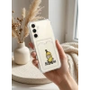 VipMarketim Samsung Galaxy S24 FE Boş Yapma Muz Detaylı Kart Bölmeli Şeffaf Telefon Kılıfı