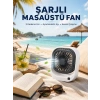 VipMarketim Şarjlı Masaüstü Fan 3 Kademeli Hız Ayarlı Güçlü Hava Akışı