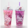 VipMarketim Sevimli Hello Kitty Işıklı Pipetli Boncuklu Suluk & Bardak (400 Ml)