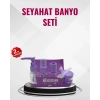 VipMarketim Seyahat Boy Banyo Seti 5’li Mini Şişe ve Krem Kutusu Çantalı