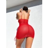 Vipmarketim Şık Tasarım Kırmızı İp Bağlamalı Fantezi Gece Elbisesi