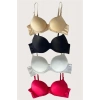VipMarketim Siyah-Beyaz-Kırmızı-Ten 4Lü Dolgulu Push Up Micro Balenli Günlük Tek Destekli Sütyen