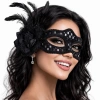 VipMarketim Siyah Tüylü Balo Maskesi