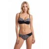VipMarketim Siyah Zebra Desenli Straplez Desteksiz Bikini Takımı