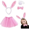 VipMarketim Tavşan Tacı Eteği Papyonu ve Kuyruk Kostüm Seti Pembe Renk Çocuk Boy