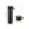 VipMarketim Termos Seti 3lü Bardak Seti Isı Dayanıklı Siyah Paslanmaz Çelik Vakumlu