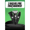 VipMarketim Tıraş Makinesi 3 Başlıklı T Başlıklı Hassas Ciltlere Özel Saç Sakal Vücut Kulak ve Burun