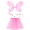 VipMarketim Toz Pembe Kelebek Kostümü ve Aksesuar Seti 4 Parça