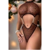 Vipmarketim Transparan Leopar Desenli Zincir Detaylı Fantezi Body