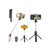 VipMarketim Tripod Selfie Çubuğu Bluetooth Kumandalı Kablosuz Led Işıklı