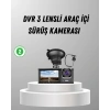 VipMarketim Üç Kameralı Araç DVR Full HD Gece Görüşlü ve 2 inç IPS Ekranlı