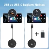 VipMarketim USB+Type-C Apple Kablosuz Wireless Carplay Adaptör Çevirici -Youtube Netflix Tiktok Video Yansıtıcı-(5775)
