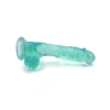 VipMarketim Vantuzlu Testisli Yeşil Jel Dildo 23cm