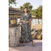 Vipmarketim % Viskon Çiçek Ve Yaprak Desenli Önü Düğmeli Elbise (kod:100)