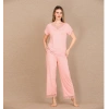 Vipmarketim Viskon Şık Tasarım Dantel İşlemeli Açık Pembe Kısa Kol Pijama Takımı