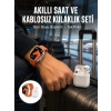 VipMarketim Watch 9 Max Akıllı Saat Seti 2 Kordonlu Kablosuz Kulaklık Hediyeli Yeni Nesil