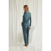 VipMarketim Yakası Omzu Ve Paçası Dantelli Boydan Düğmeli Pijama Takımı