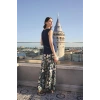 VipMarketim Yaprak Desenli Ve Dantelli 3Lü Pijama Takımı
