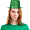 VipMarketim Yeşil Renk Parıltılı Simli Fötr Silindir Parti Şapkası