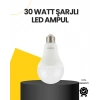 VipMarketim Yüksek Işık Güçlü Şarjlı LED Ampul E27 30W Enerji Tasarruflu