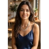 VipMarketim Yuvarlak Plaka Model Gümüş Renk Kadın Kolye 5886
