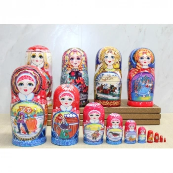 VipMarketim 10lu Ahşap Matruşka Seti