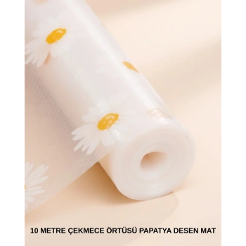 VipMarketim 10 Metre Papatya Desenli Yapışmaz Kaydırmaz Çekmece Örtüsü