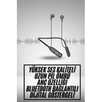 VipMarketim 100 Saat Kablolu Boyun Askılı Dijital Göstergeli Bluetooth Kulaklık