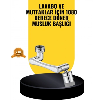 VipMarketim 1080° Dönebilen Musluk Başlığı 2 Su Modlu Ayarlanabilir Esnek Tasarım