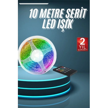 VipMarketim 10M Şerit Led İç Mekan Renkli Rgb Şerit Led Kumandalı