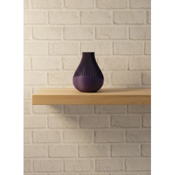 VipMarketim 11 cm Mor Minimal Çizgili Vazo Masa Üstü Şık Dekor Objesi