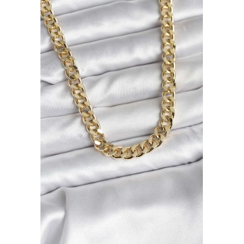 VipMarketim 14K Gold Renk Kaplama Kalın Zincir Model CM Kadın Kolye 5886