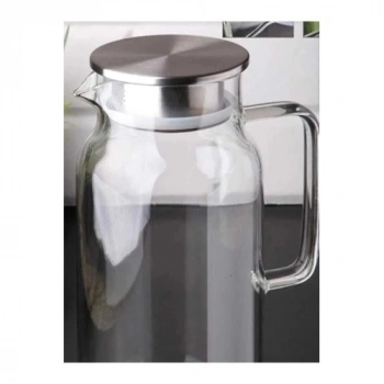 VipMarketim 1500 ml Borosilikat Cam Su Sürahisi - Metal Kapaklı ve Isıya Dayanıklı