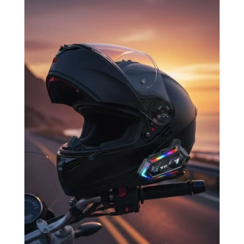 VipMarketim 16 Mod RGB Işıklı Motosiklet Intercom Çift Telefon Destekli