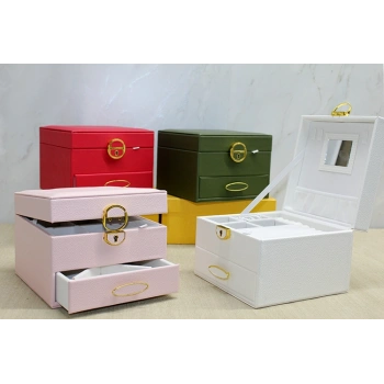 VipMarketim 16x16 cm Deri Kaplamalı Makyaj Ve Takı Kutusu