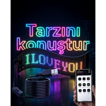 VipMarketim 16x96 LED Yazı Paneli 60 cm Esnek RGB Işıklı Programlanabilir Ekran