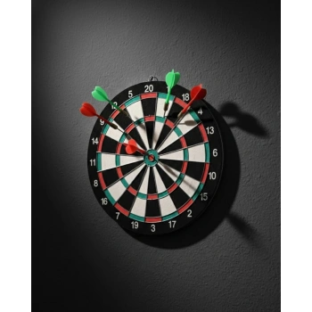 VipMarketim 17 İnç Dart Tahtası Sağlam Ahşap Gövde ve Metal İğneli Dart Okları