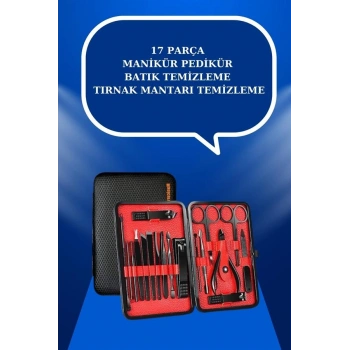 VipMarketim 17 Parça El Ayak Bakım Seti Tırnak Temizleme Manikür Pedikür Cımbız Törpü Tırnak Makası
