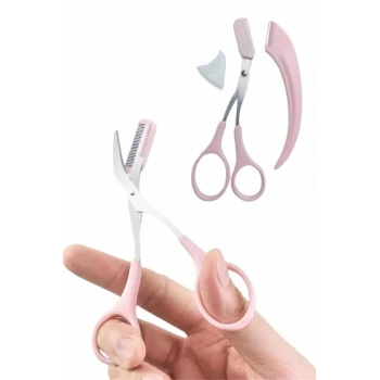 VipMarketim 2li Kaş Bakım Seti Taraklı Kaş Makası Ve Kaş Usturası Kaş Şekillendirici