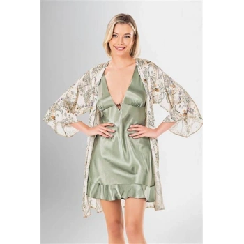 Vipmarketim 2 Li Kısa Sabahlık Takımı Desenli